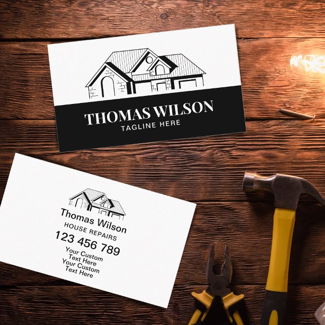 Professional Construction Handyman Carpenter Tools Business Card (Creator Uploaded)