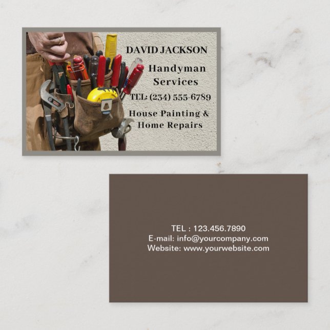 Professional Construction Handyman Carpenter Tools Business Card (Front/Back)