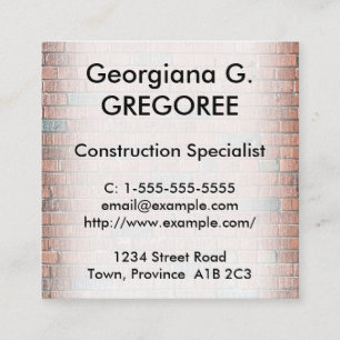 Professional Construction Specialist Business Card