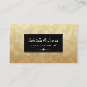 Professional Consultant Black Gold Glamour Bokeh Business Card