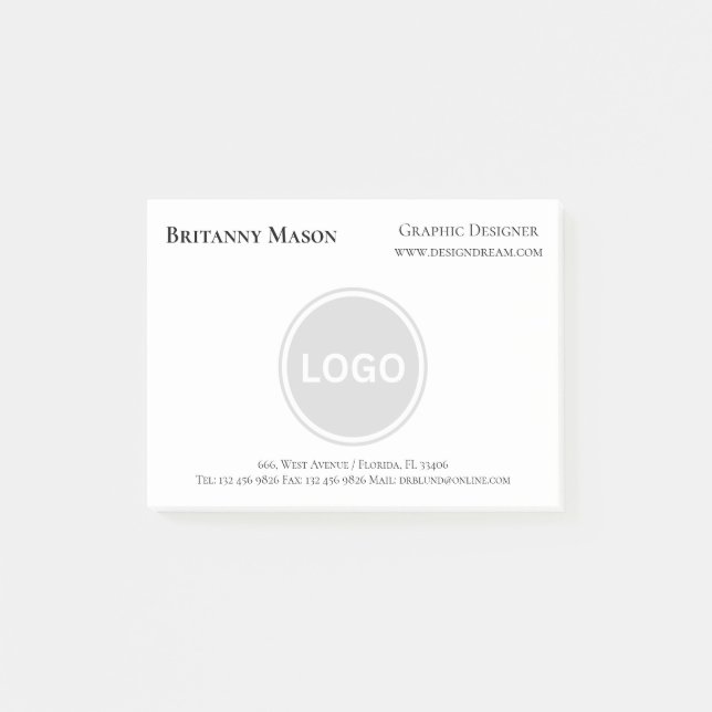 Professional Contact Information Business Logo Post-it Notes (Front)