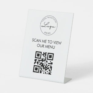 Professional Contactless Restaurant Menu  QR Code  Pedestal Sign