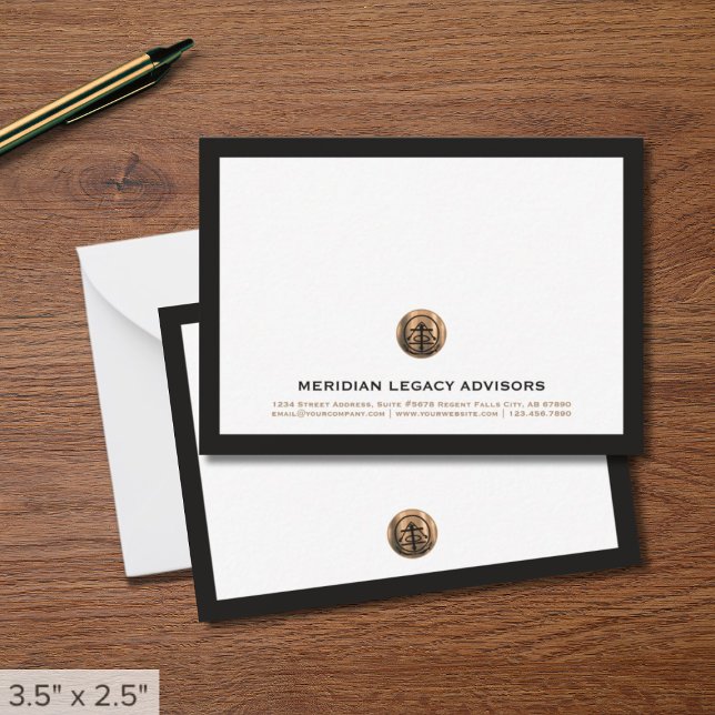 Professional Copper Seal Logo Business Note Card (Creator Uploaded)
