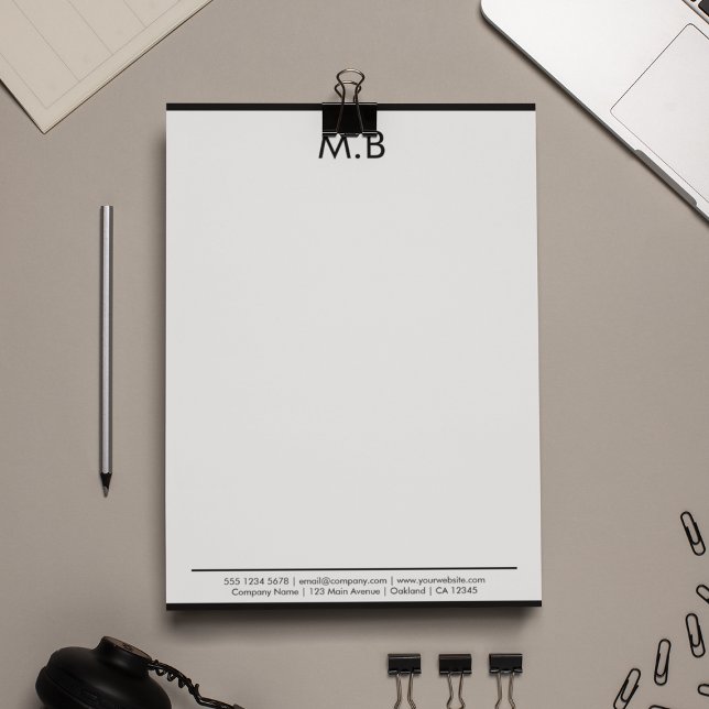 Professional Corporate Black Border Monogrammed  Custom Letterhead (Creator Uploaded)