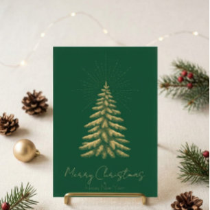Professional Corporate Gold Emerald Christmas Tree Holiday Card