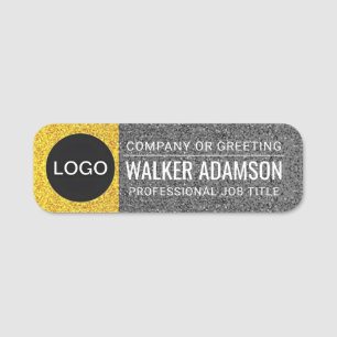Professional Corporate Logo, Employee Black Gold Name Tag