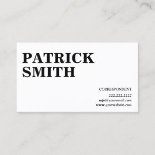 Professional Correspondent Plain Minimalist Business Card