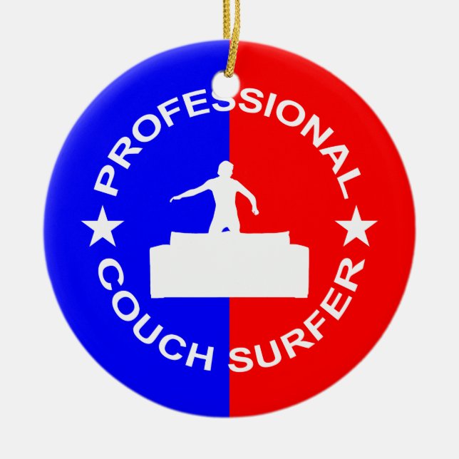 Professional Couch Surfer Ceramic Tree Decoration (Front)
