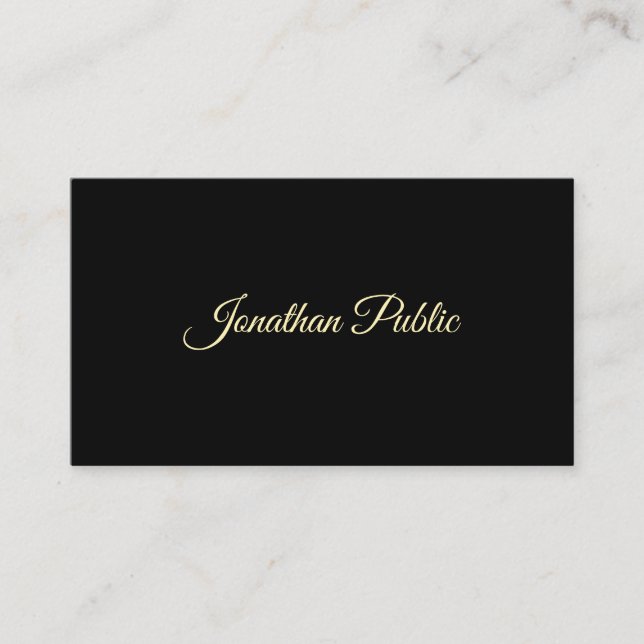 Professional Creative Gold Hand Script Text Font Business Card (Front)