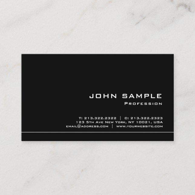 Professional Creative Modern Black White Template Business Card (Front)