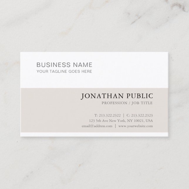 Professional Creative Modern Clean Plain De Luxe Business Card (Front)