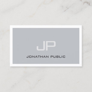 Professional Creative Monogram Modern Grey Plain Business Card