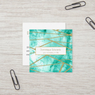Professional Custom Aqua Blue Watercolor Square Business Card