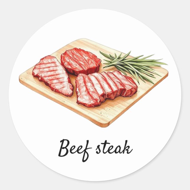Professional Custom Beef steak Wedding Meal Choice Classic Round Sticker (Front)