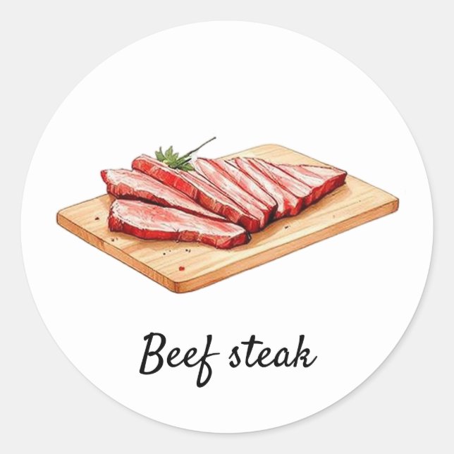 Professional Custom Beef steak Wedding Meal Choice Classic Round Sticker (Front)