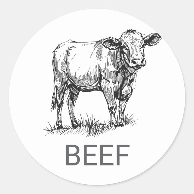 Professional Custom Beef Wedding Meal Choice   Cla Classic Round Sticker (Front)