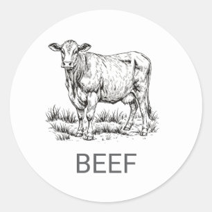 Professional Custom Beef Wedding Meal Choice Classic Round Sticker