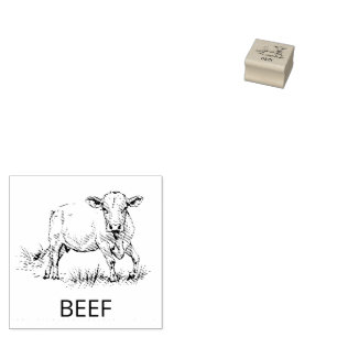 Professional Custom Beef Wedding Meal Choice Rubber Stamp