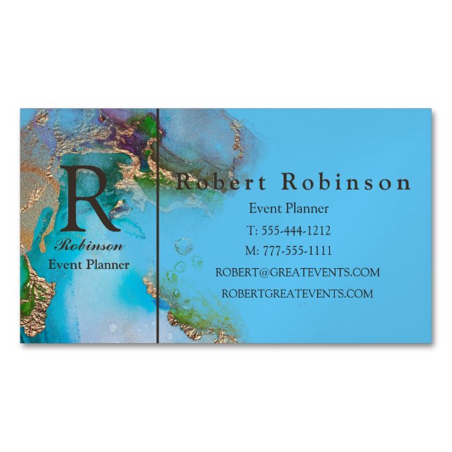 Professional Custom Blue Green Sky Blue Purple Magnetic Business Card (Front)