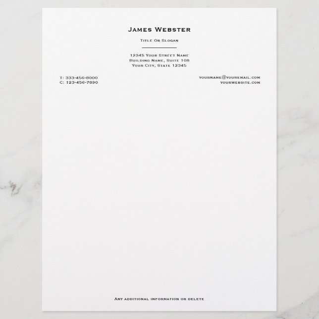 Professional Custom  Business Custom Letterhead (Front)