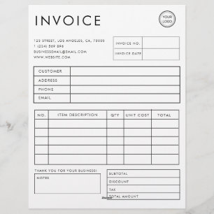 Professional Custom  Business Invoice Custom Letterhead