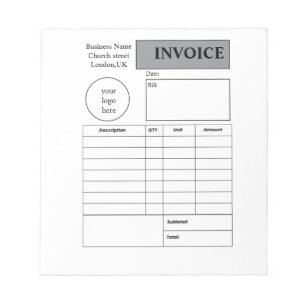 Professional custom business invoice notepad