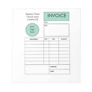 Professional custom business invoice notepad