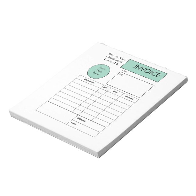 Professional custom business invoice notepad (Rotated)