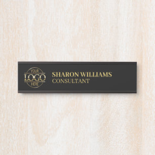 Professional Custom Business Logo Job Title Black Door Sign