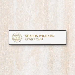 Professional Custom Business Logo Job Title White Door Sign