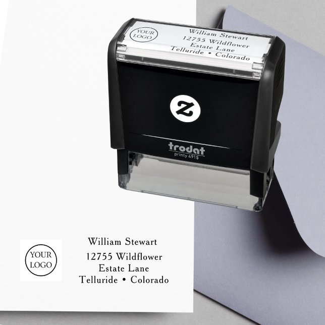 Professional Custom Business Logo Return Address Self-inking Stamp (Creator Uploaded)