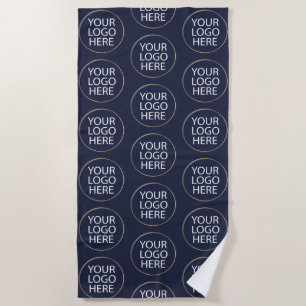 Professional Custom Company Logo Busines Navy Blue Beach Towel
