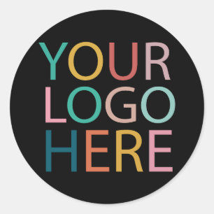 Professional Custom Company Logo Business Black    Classic Round Sticker