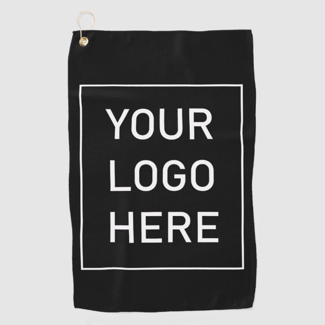 Professional Custom Company Logo Business Black Golf Towel (Front)