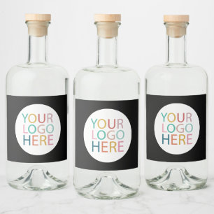 Professional Custom Company Logo Business Black    Liquor Bottle Label