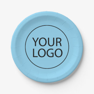 Professional Custom Company Logo Business Blue Paper Plate