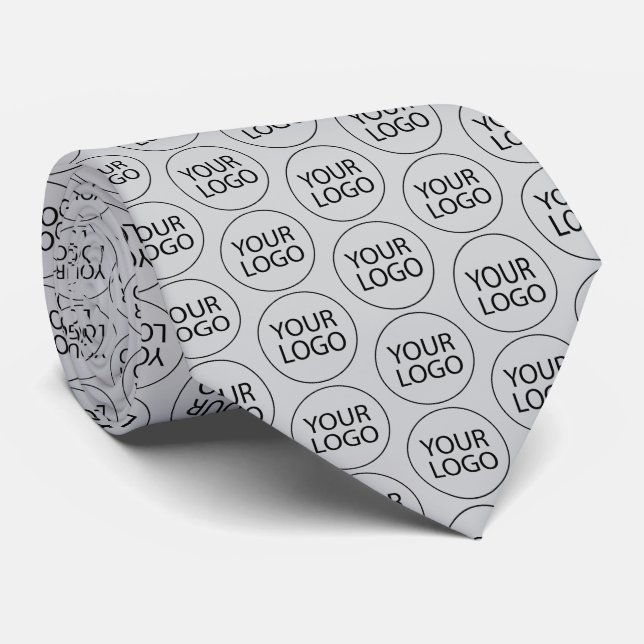 Professional Custom Company Logo Business Grey Tie (Rolled)