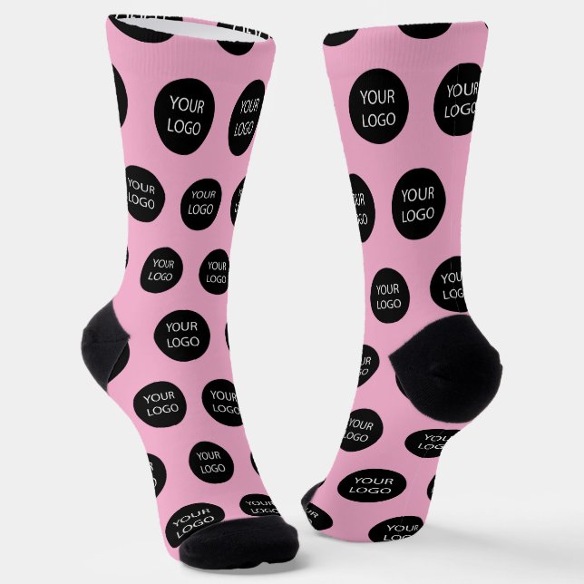 Professional Custom Company Logo Business pink Socks (Angled)