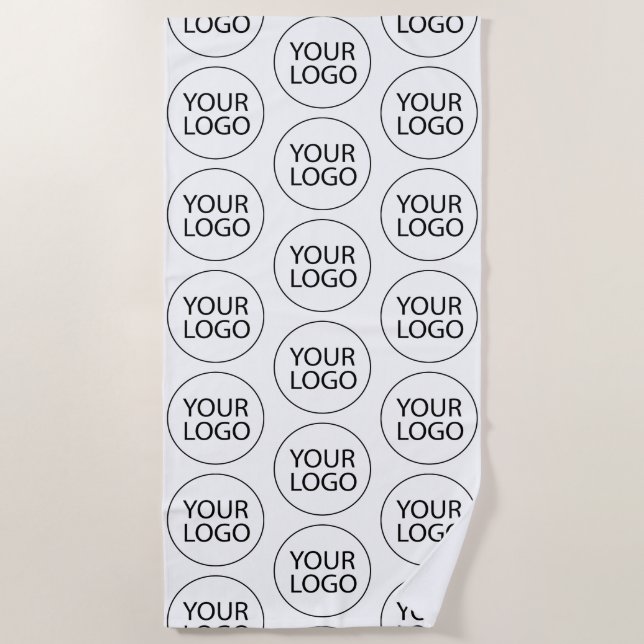 Professional Custom Company Logo Business White Beach Towel (Front)