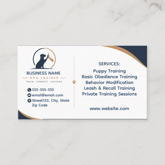 Professional Custom Dog Trainer Business Card (Front)