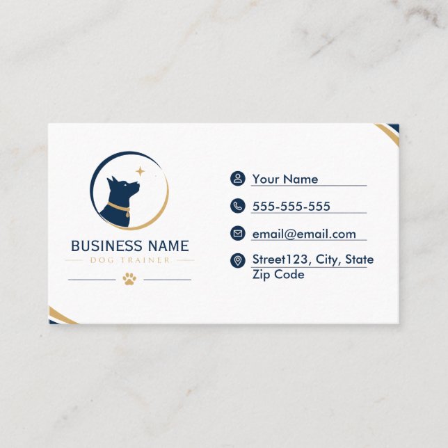 Professional Custom Dog Trainer Business Card (Front)