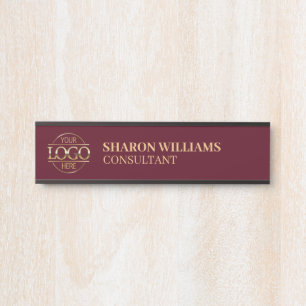 Professional Custom Gold Burgundy Business Logo Door Sign