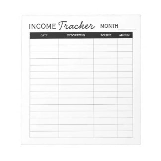 Professional custom income tracker for business notepad