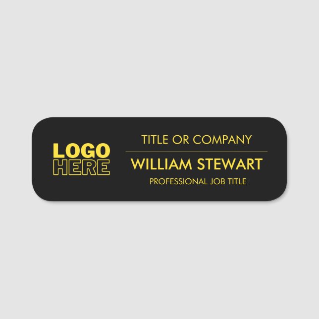 Professional Custom logo Black Employee Staff Name Tag (Front)