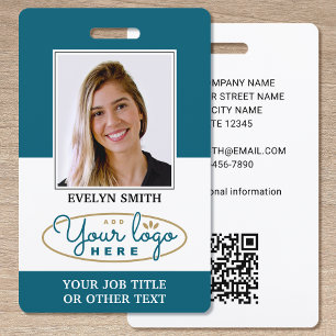 Professional Custom Logo ID Security Teal Badge