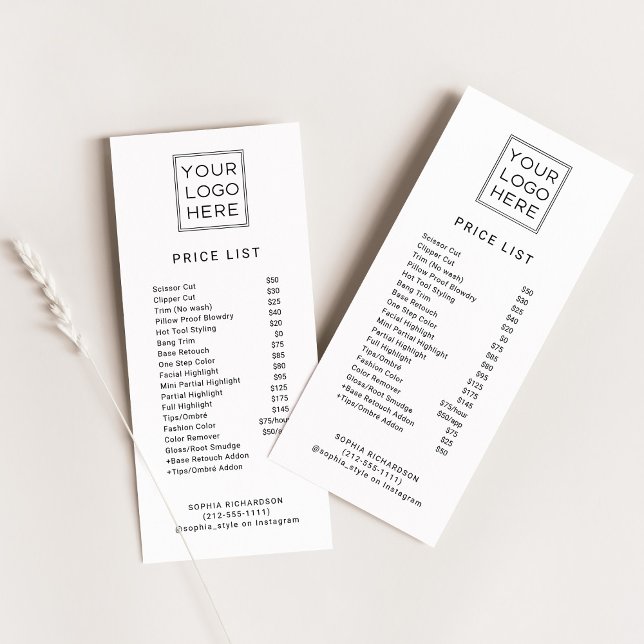 Professional Custom Logo | Price List Services Rack Card (Creator Uploaded)