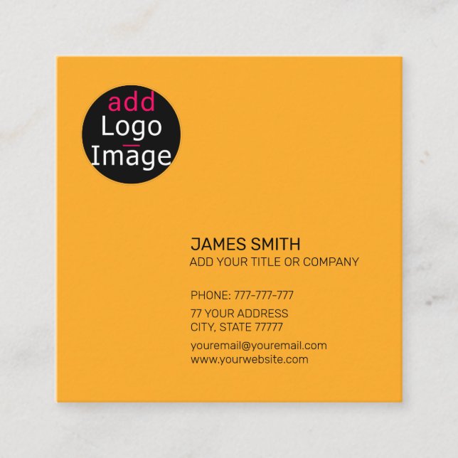 Professional Custom Macaroni and Cheese Orange Square Business Card (Front)