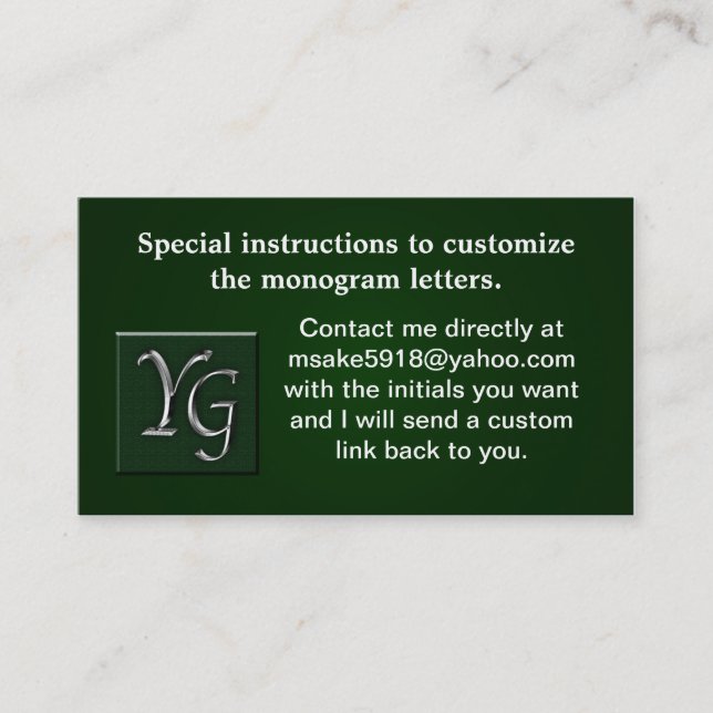 Professional Custom Monogramed Business Card (Front)