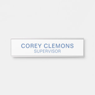 Professional Custom Name Title Office Blue & White Door Sign
