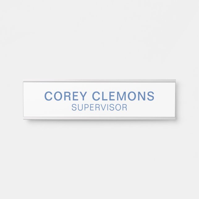 Professional Custom Name Title Office Blue & White Door Sign (Front)